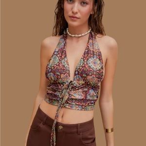 Cider Paisley Halter Top NWT